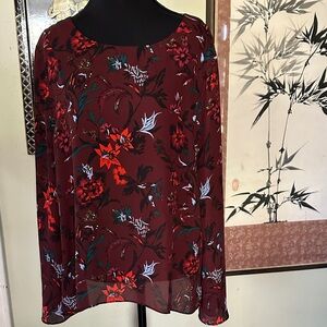 Violet & Claire Burgundy Floral Blouse